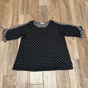 Rose + Olive Hearts with Stripe Ruffle Top